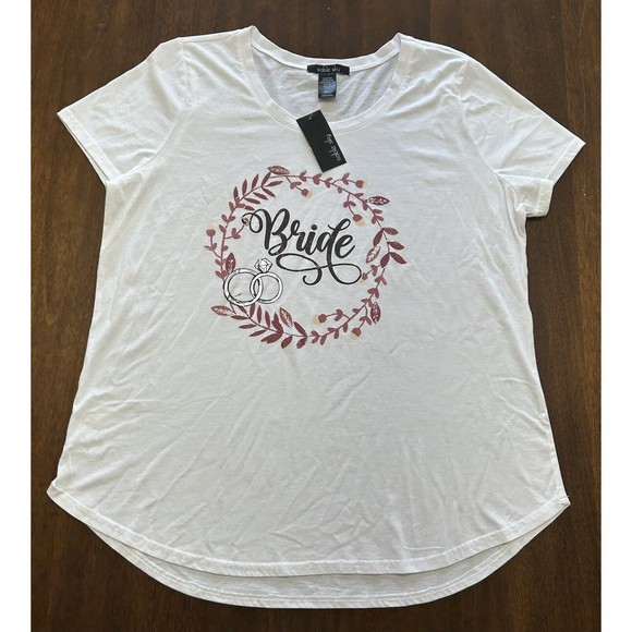 Sable Sky Women’s Plus Size 2X Bride T-Shirt White Wedding Bachelorette New! - Picture 1 of 4